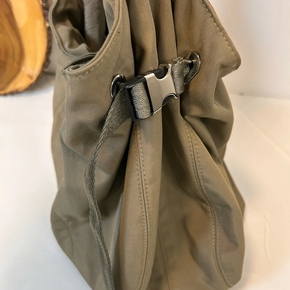 Zara‎ Hobo Olive Canvas Shoulder Bag adjustable side straps magnetic closure